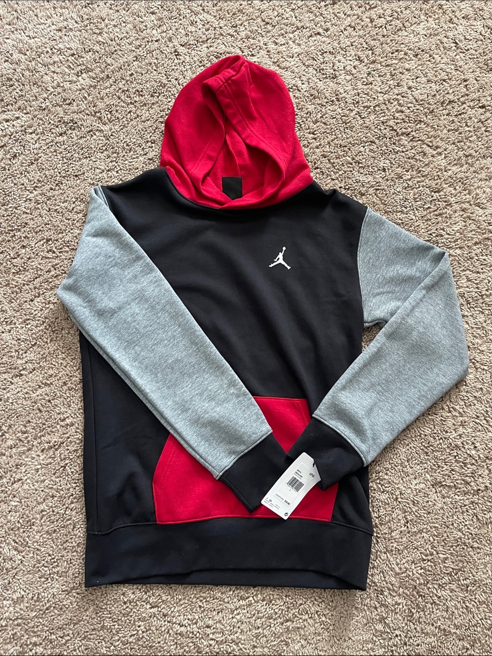 Jordan Boy’s Colorblock Hoodie - Black/Gray/Red